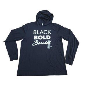 Black Long Sleeve Hoodie Shirt "Black Bold Bearded" XL